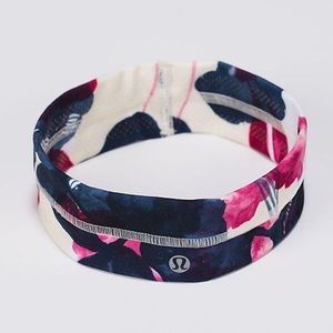 Lululemon Blue Pink Cream Floral Headband